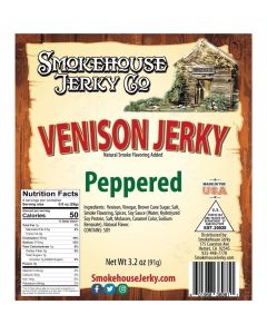 Tender Heifer Snack Co. Venison Peppered Exotic Jerky - 3.2 Ounce