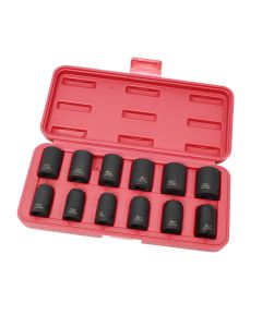 KTI38100 image(1) - K Tool International Impact Socket Set 12 Piece Thin Wall Metric 1/2 in. Dr - Short