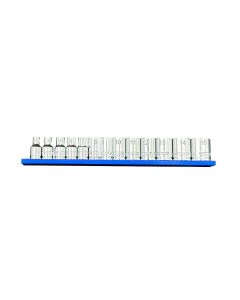 VIMSM400 image(0) - VIM Tools 13 Piece 1/4 Inch Drive Metric Socket Set with Blue 8 Inch Magrail - SMS400 Subset