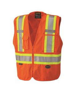 SRWV1021150U-2XL image(0) - Pioneer Zip-Up Snap Break Away Safety Vest  - Color:  Hi-Vis Orange  - Size: 2XL
