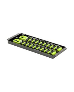 ERN8561HV image(0) - Ernst Mfg. 2 Rail Universal Twist Lock Socket Tray 8", HI-VIZ, with 18) 1/4" Socket Clips