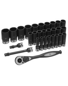 GRE82229MD image(1) - Grey Pneumatic 1/2" Drive 29 Piece Metric Deep Duo-Socket Set - 12 Point