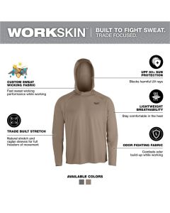 MLWM550N-2X image(1) - Milwaukee Tool WORKSKIN Hooded Sun Shirt- Sandstone -2X