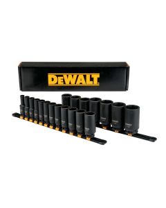 DWTDWMT19239 image(0) - DeWalt  19 Piece 1/2 in Drive Deep Impact Socket Set 6 PT