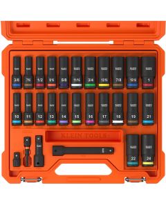 Klein Tools KNECT&trade; 1/2-Inch Drive Deep Well Impact Socket Set, Metric, 14-Piece