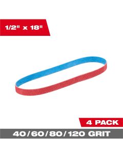 MLW48-80-9000 image(3) - Milwaukee Tool 1/2&rdquo; x 18&rdquo; 40/60/80/120 Grit Bandfile Belts &hyphen; 4 pack variety