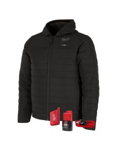 MLWM102B-213X image(0) - Milwaukee Tool M12 Heated Axis Hooded Jacket Kit with Hexon Heat Technology, 3X - Black