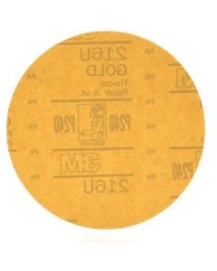 MMM0977 image(0) - 3M 00977 216U Series Abrasive Disc, 6 in Dia, P240 Grit, Hook and Loop, Gold
