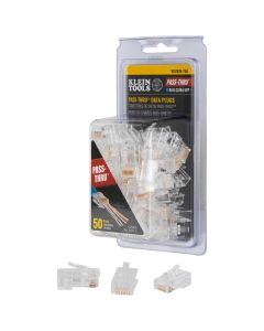 KLEVDV826704 image(0) - Klein Tools Pass-Thru&trade; Modular Data Plugs, RJ-45-CAT6A, UTP, 50-Pack