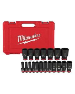MLW49-66-7012 image(1) - Milwaukee Tool 19PC SHOCKWAVE Impact Duty 1/2" Drive SAE Deep 6 Point Socket Set