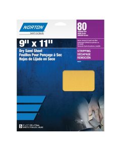 Norton Gold Reserve 00633 H290 Series Sanding Sheet, 9 in W x 11 in L, P80 Grit, Coarse Grade