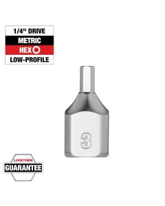 MLW45-34-1130 image(0) - Milwaukee Tool 1/4 Inch Drive 3mm Low-Profile Hex Bit Socket