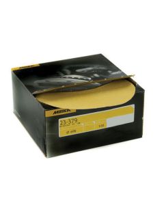 MRK23379180 image(0) - Mirka Abrasives Bulldog Gold 23379180 23 Series Semi-Open Coated Autobox Sanding Disc, 6 in, P180 Grit, Aluminum Oxide