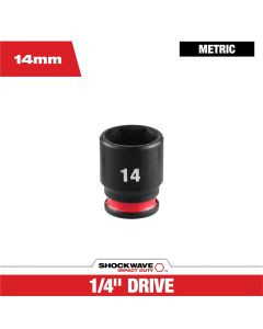 MLW49-66-6034 image(0) - Milwaukee Tool SHOCKWAVE&trade; Impact Duty 1/4" Drive 14MM Standard 6 Point Socket