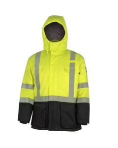 OBRZFC309-S image(0) - Oberon  Safety Parka - FR/Arc-Rated - PU/Cotton - Hi-Viz Yellow - Size: Small