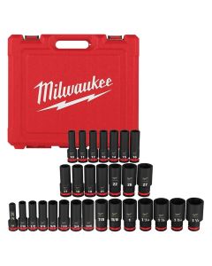 MLW49-66-7016 image(1) - Milwaukee Tool 29PC SHOCKWAVE Impact Duty 1/2" Drive SAE & Metric Deep 6 Point Socket Set