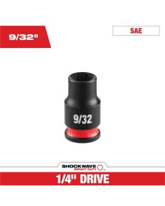 MLW49-66-6003 image(0) - Milwaukee Tool SHOCKWAVE&trade; Impact Duty 1/4" Drive 9/32" Standard 6 Point Socket