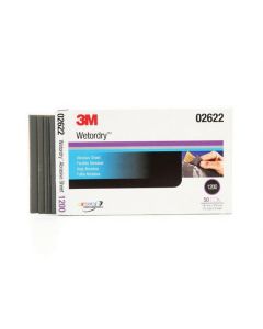 3M Imperial Wetordry 02622 434Q Series Abrasive Sheet, 5-1/2 in W x 9 in L, 1200 Grit, Fine Grade, Black