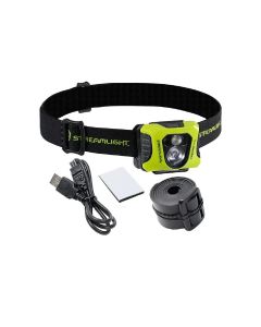 STL61436 image(1) - Streamlight Enduro Pro USB Rechargeable 200-Lumen Headlamp - Dual Spot and Flood Beam, Includes USB Cable, Elastic Head Strap, Rubber Hard Hat Strap, and 3M Dual Lock - Yellow