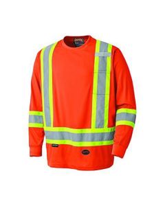 Pioneer Birdseye Long-Sleeved Safety Shirt  - Color:  Hi-Viz Orange  - Size: XL