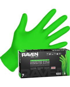SAS66551 image(0) - SAS Safety Raven InVue Powder-Free Exam Grade Nitrile Disposable Gloves - 7 Mil - 100PK - Medium