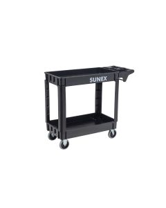 SUN8037 image(0) - SUNEX Polypropylene Utility Cart, Two Shelf, Standard Size - Black