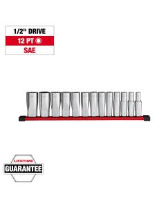 MLW48-22-9424 image(1) - Milwaukee Tool 13pc 1/2 inch Drive 12-Point Deep Well SAE Socket Set