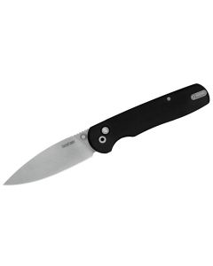 KER2054 image(1) - Kershaw Remnant Manual Open Button Lock D2 Spear Point Blade with Stonewashed finish EDC Folding Pocket Knife - Black Micarta