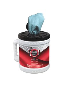 TOR450340 image(0) - Tork Molnlycke ShopMax 450340 Centerfeed Dry Wipe, 218.33 ft L x 9.9 in W Roll, 200, Paper/Double Re-Creped, Blue, 1 Plys