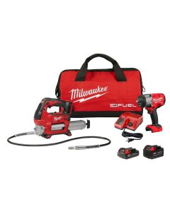 MLW2967-22GG image(1) - Milwaukee Tool M18 FUEL 1/2" HTIW w/ Friction Ring & Grease Gun Combo Kit