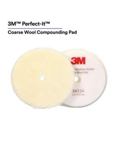 3M Perfect-It&trade; Random Orbital Medium Wool Compounding Pad 34125, 6 Inch (150 mm), White, 2 Pads/Bag