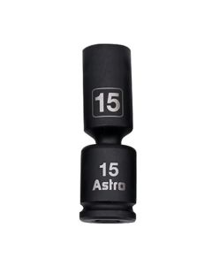 Astro Pneumatic 15MM 3/8 Inch Drive Mid-Length Pinless Universal Impact Socket - Metric
