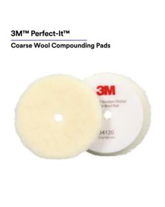 MMM34120 image(0) - 3M Perfect-It&trade; Random Orbital Coarse Wool Compounding Pad 34120, 5 Inch (130 mm), White, 2 Pads/Bag