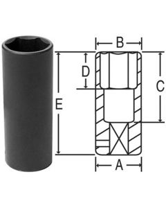 GRE2021MDT image(1) - Grey Pneumatic 1/2" Drive x 21mm Extra-Thin Wall Deep Socket