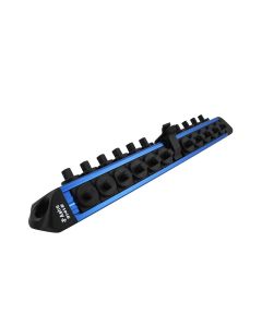 Astro Pneumatic 1/4 Inch Drive V12 Locking Magnetic Socket Organizer for 22 Sockets Plus Ratchet - Blue