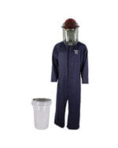 OBRHRC2-BKT-NB-M image(0) - Oberon Bucket Kit - Arc Flash - 8 Cal HRC2&trade; - Comes With Coveralls, Hard Cap, Face Shield, Balaclava & Storage Bucket - Color: Navy Blue - Size: Medium