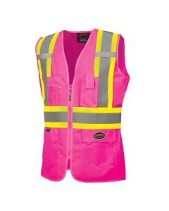 Pioneer Women's Custom Fit Hi-Vis Mesh Back Safety Vest  - Color:  Pink  - Size: XS