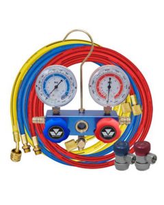 Mastercool 134a 2-WAY ALUM GAUGE SET 3-36" HOSES W/ MAN C
