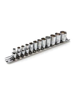 JSP78167 image(0) - J S Products (steelman) 12-Piece 1/4-Inch Drive Shallow Depth 6-Point Chrome Metric Socket Set