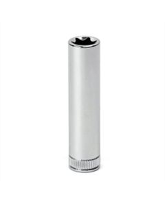VIMVDE10 image(1) - VIM Tools E10 Deep TORX Socket, 1/4 Inch Square Drive, 2 Inch Long with Knurl, Satin Chrome, VIM Brand