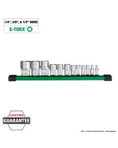 Milwaukee Tool 12pc 1/4 inch, 3/8 inch, and 1/2 inch Drive External TORX Socket Set