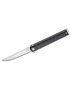 CRK7097 image(0) - CRKT (Columbia River Knife) CEO AUS 8 Satin Plain Blade Folding Knife with Liner Lock Glass-Reinforced Nylon Handle - Silver/Black