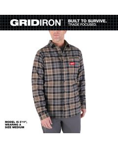 MLWM551G-2X image(0) - Milwaukee Tool GRIDIRON Flannel Shirt - Gray - 2X