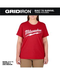 MLWF453R-2X image(1) - Milwaukee Tool Women's GRIDIRON Logo Tee - Short Sleeve -  Red -  2X