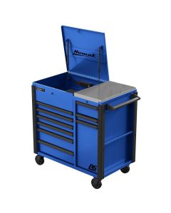 Homak Manufacturing 44 Inch RS Pro 9 Drawer Flip Top Power Service Cart w/ Workstation - Blue