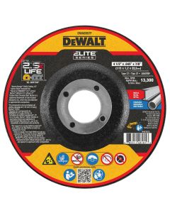 DWTDWA8957F image(0) - DEWALT ELITE SERIES 4-1/2 In x .045 in Ceramic Abrasive Chop / Cut-Off Blade with 7/8 in Arbor For Stainless & Mild Steel Cutting (1 Pack)