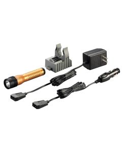 STL74771 image(1) - Streamlight Strion LED HL Rechargeable Flashlight 120V/100V AC/12V DC &hyphen; 1 Holder - Clam- Color  Orange