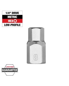 MLW45-34-1135 image(0) - Milwaukee Tool 1/4 Inch Drive 8mm Low-Profile Hex Bit Socket