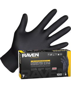 SAS66516 image(1) - SAS Safety Raven Powder-Free Exam Grade Nitrile Disposable Gloves - 7 Mil - 100PK - Small