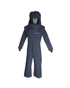 OBRLNS4A-S-HVS image(0) - OBERON Suit Kit - Arc Flash - 40 Cal LAN - Comes with Hood with Hard Cap, Coveralls and Fresh Air Arc Flash Hood Ventilation System - Color: Navy Blue - Size: Small